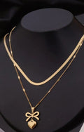 Dainty bow charm gold necklace for women by PinkbyPC