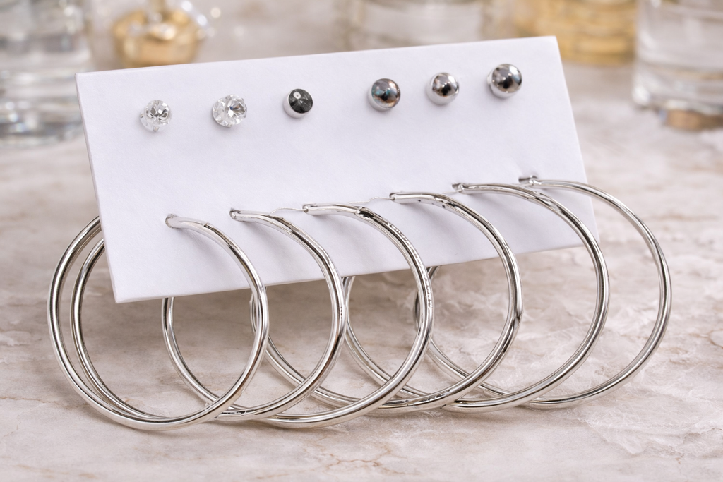 Hoop Combo Silver jewellery set - multi hoop & stud combo set by PinkbyPC