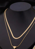 Layered herringbone gold chain with heart pendant by PinkbyPC