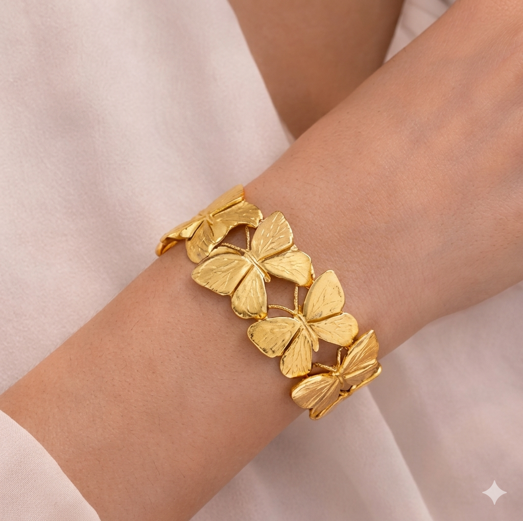 Butterfly Floral Cuff bracelet - butterfly-inspired floral cuff by PinkbyPC