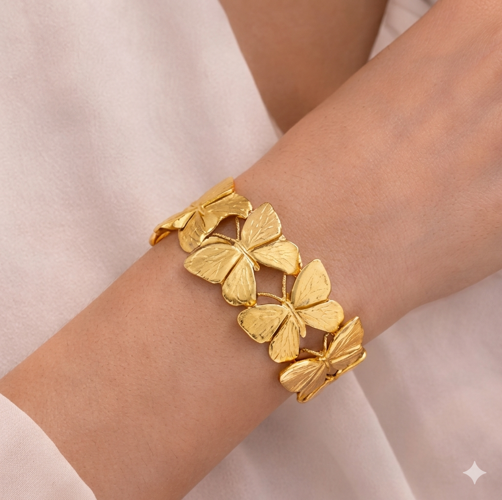 Butterfly Floral Cuff bracelet - butterfly-inspired floral cuff by PinkbyPC