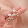 Pearl Wrap Stud earrings - wrap design with pearls by PinkbyPC