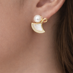 Pink by PC – Pearl Fan Stud - view 2