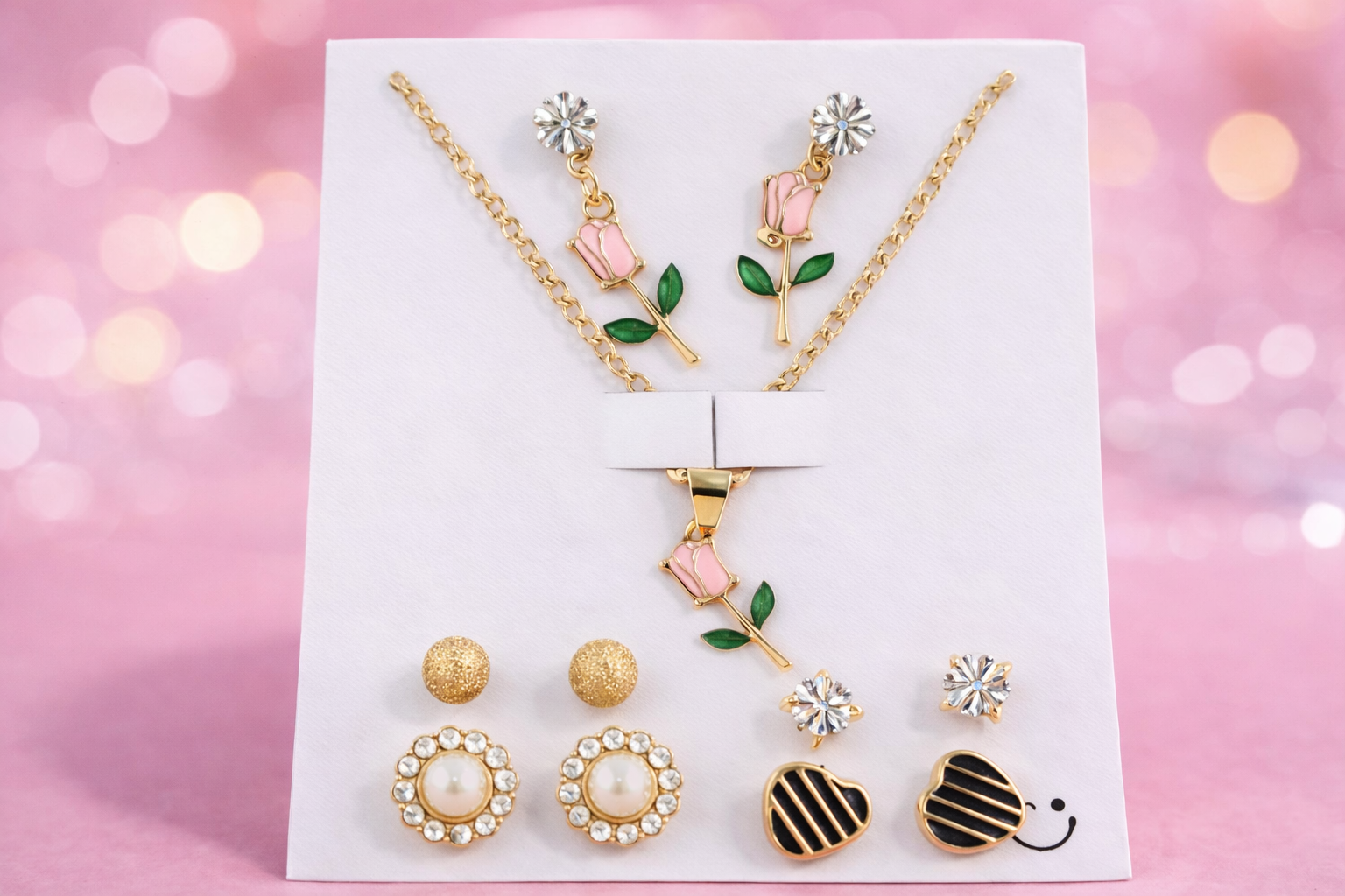 Swan Elegance Set jewellery set - swan pendant with classic studs by PinkbyPC