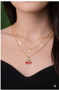 Cherry Charm necklace - cute cherry pendant layered style by PinkbyPC