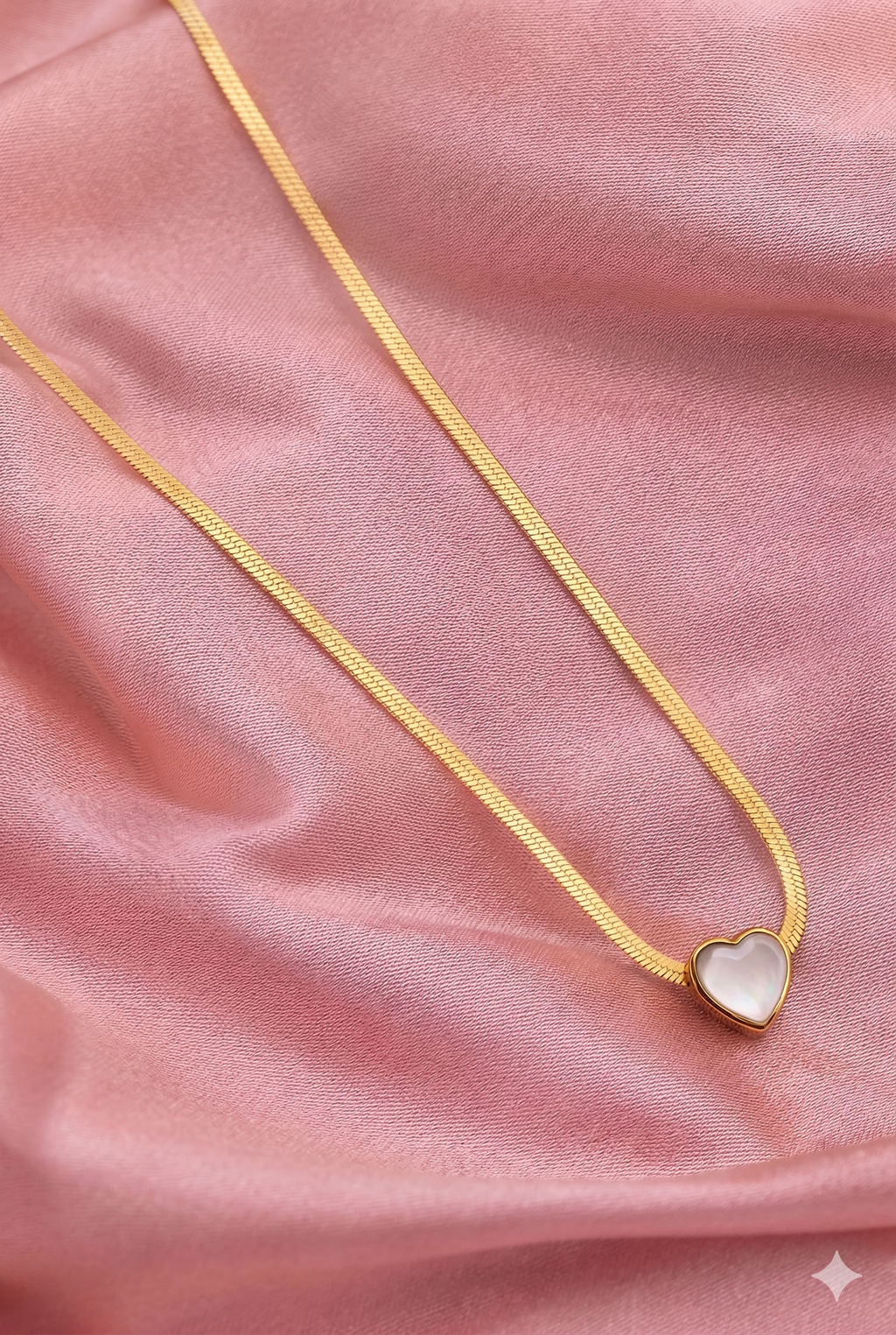 Snake Heart necklace - modern flat chain with heart pendant by PinkbyPC