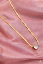 Snake Heart necklace - modern flat chain with heart pendant by PinkbyPC