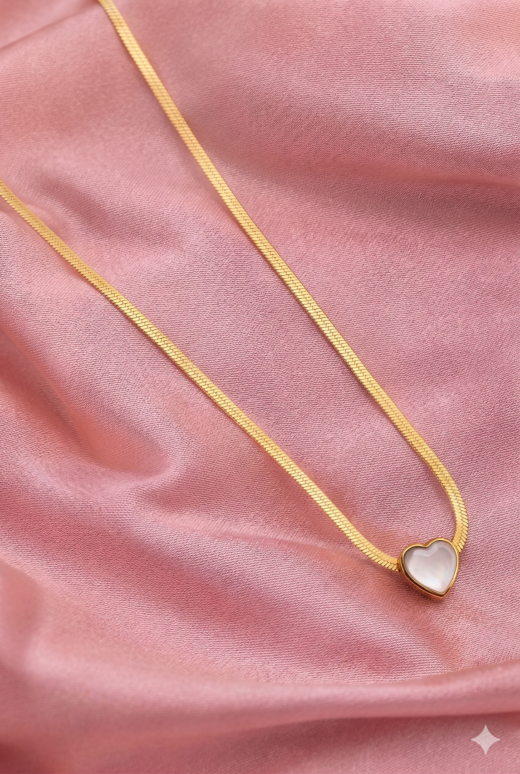 Snake Heart necklace - modern flat chain with heart pendant by PinkbyPC