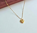 Dainty gold heart necklace with star stone charm by PinkbyPC