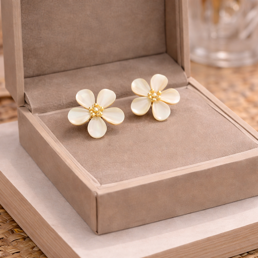 Floral Stud Classic earrings - simple floral stud design by PinkbyPC