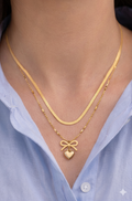 Bow Heart necklace - feminine bow with hanging heart by PinkbyPC