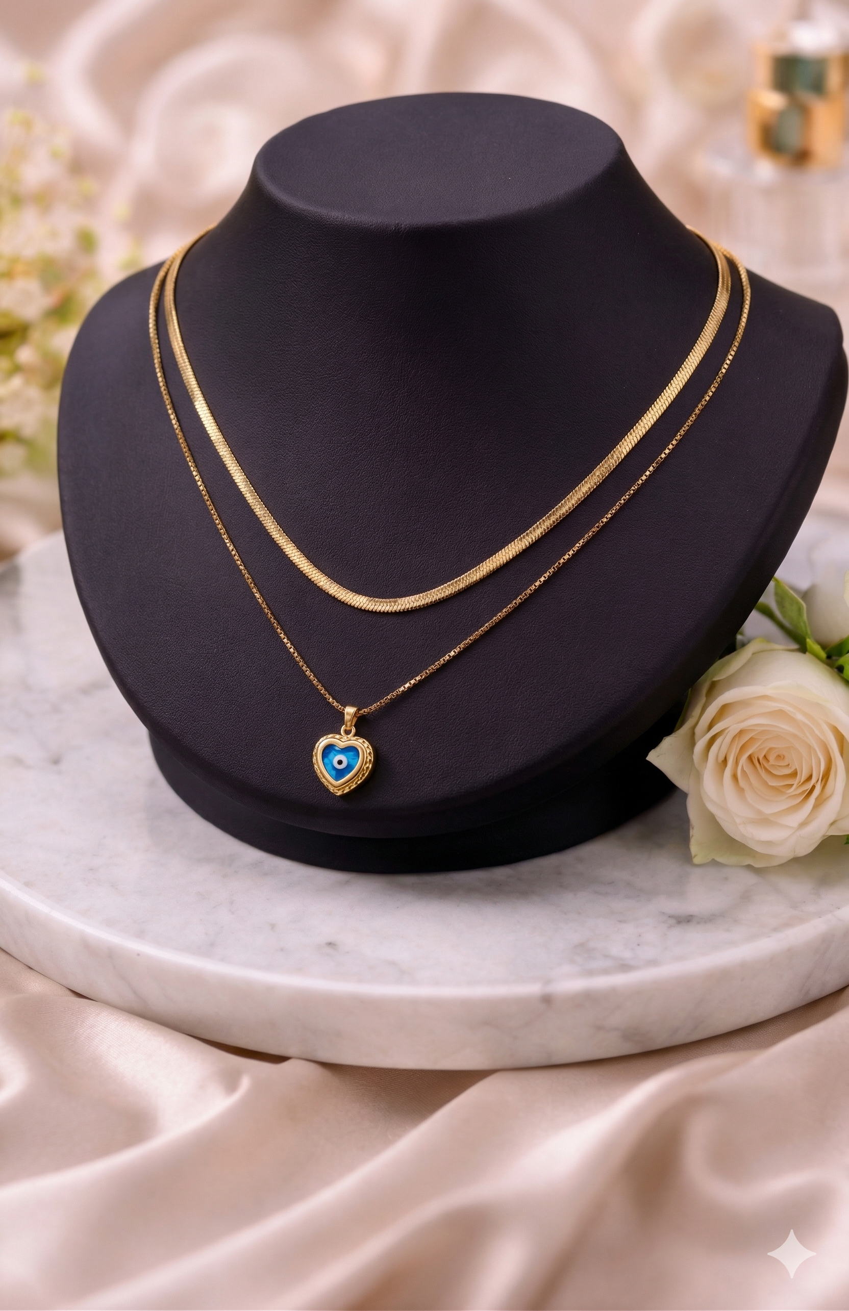Evil Eye Heart necklace - protective charm with heart design by PinkbyPC