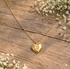Starry Heart necklace - gold heart charm with crystal center by PinkbyPC