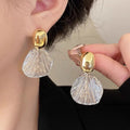 Shell Drop Luxe earrings - dual-tone shell drop earrings by PinkbyPC