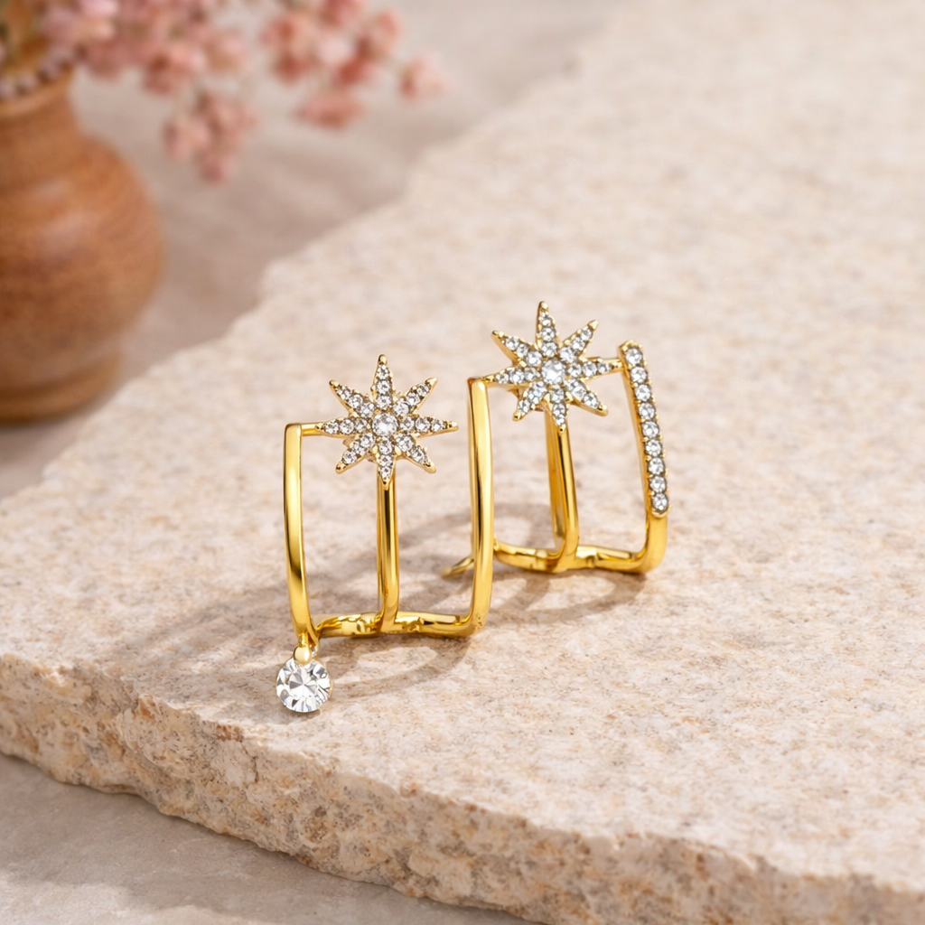 Crystal Hoop Drop earrings - hoop with crystal drop by PinkbyPC