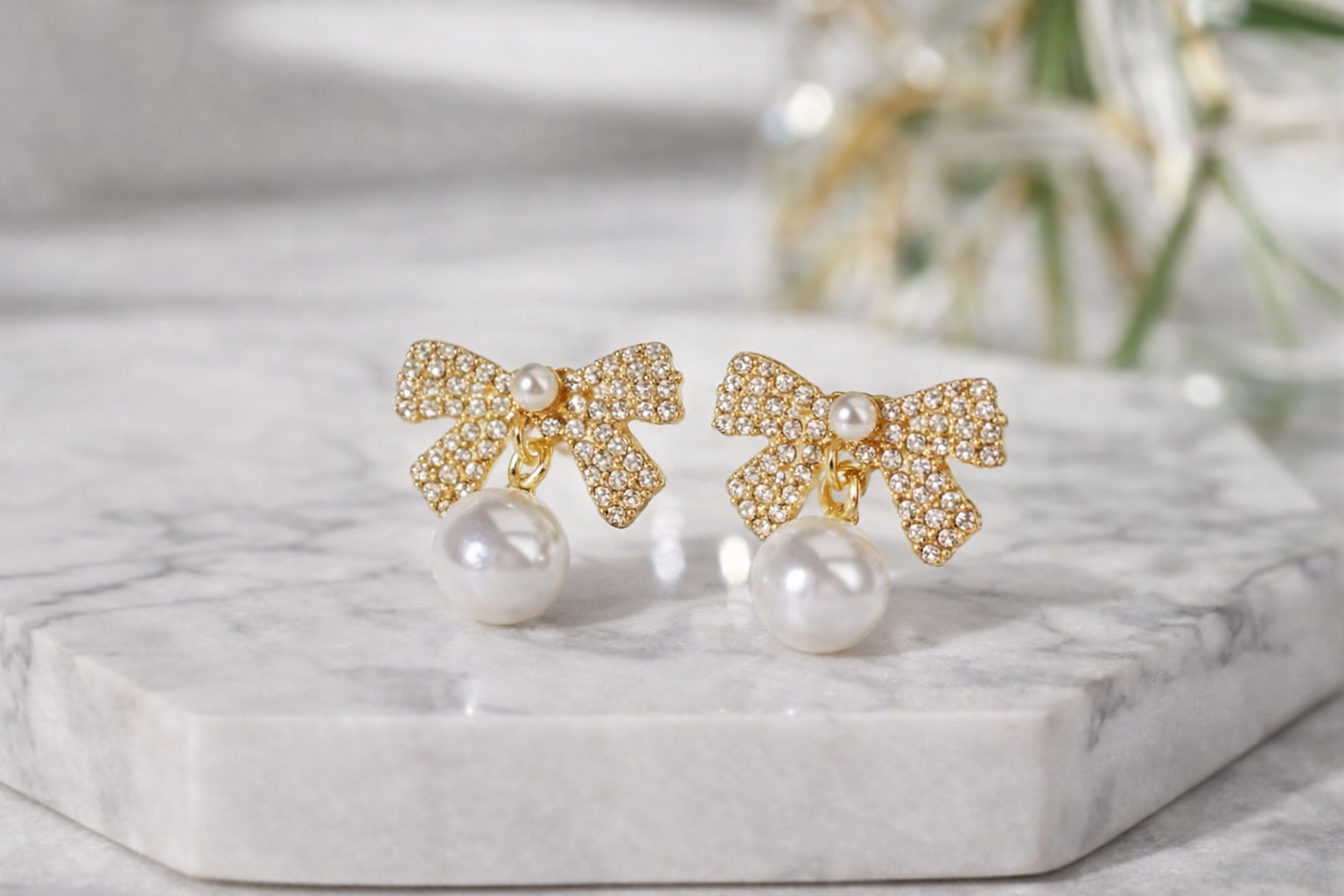 Pink by PC – Pearl Bow Drops - view 2