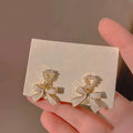 Bow Pearl Drop earrings - bow with pearl charm by PinkbyPC