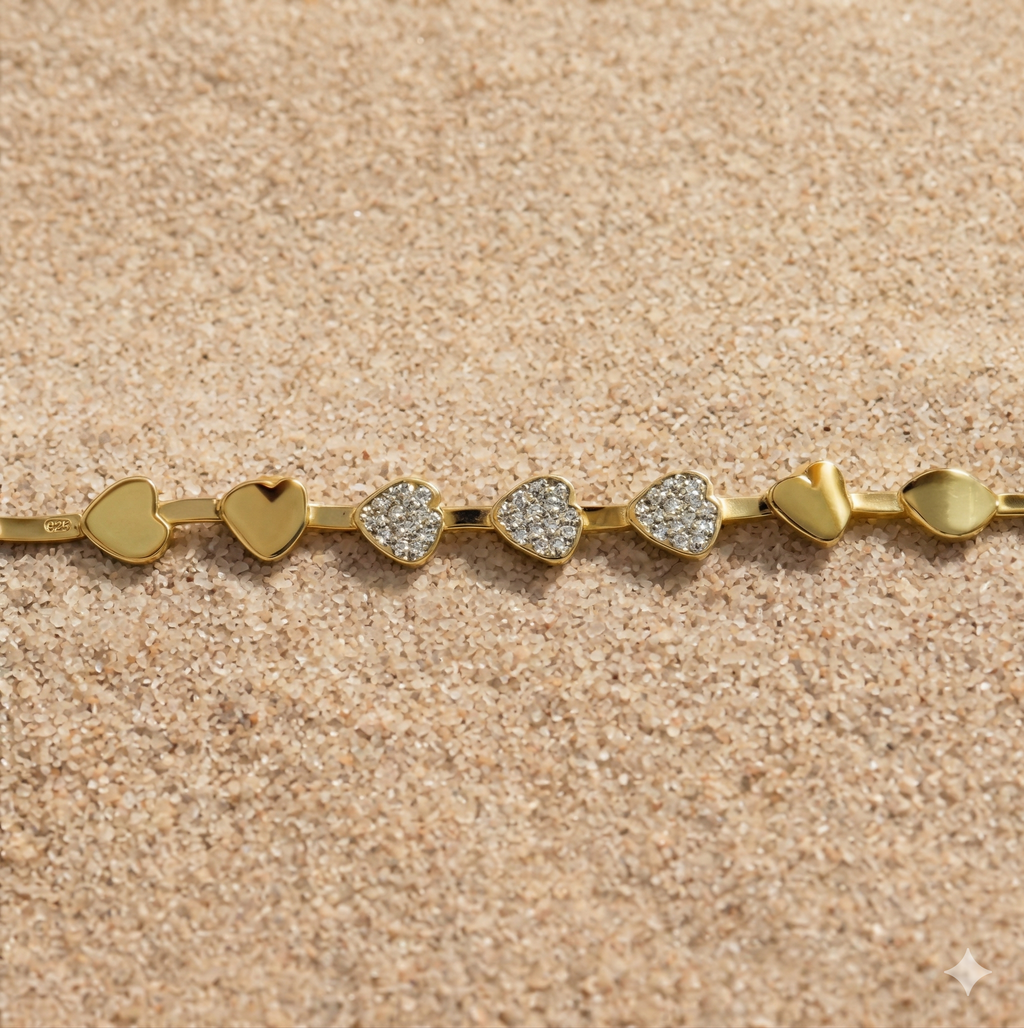 Eternal Heart bracelet - gold bangle with heart accent by PinkbyPC