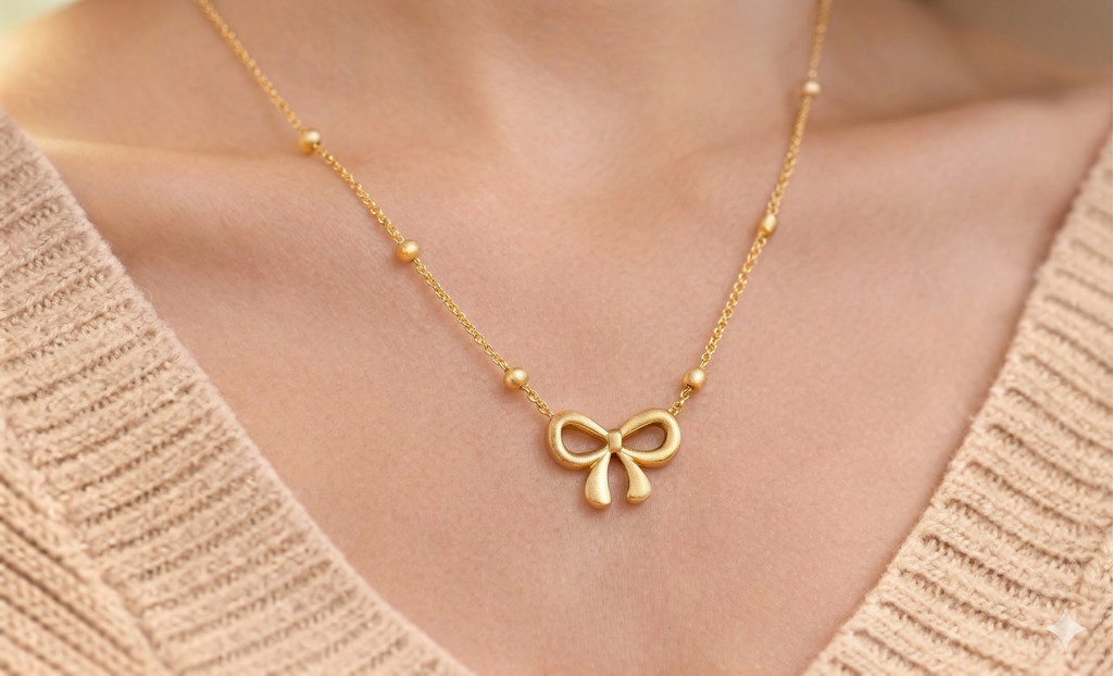 Pink by PC – Petite Bow Necklace - view 3