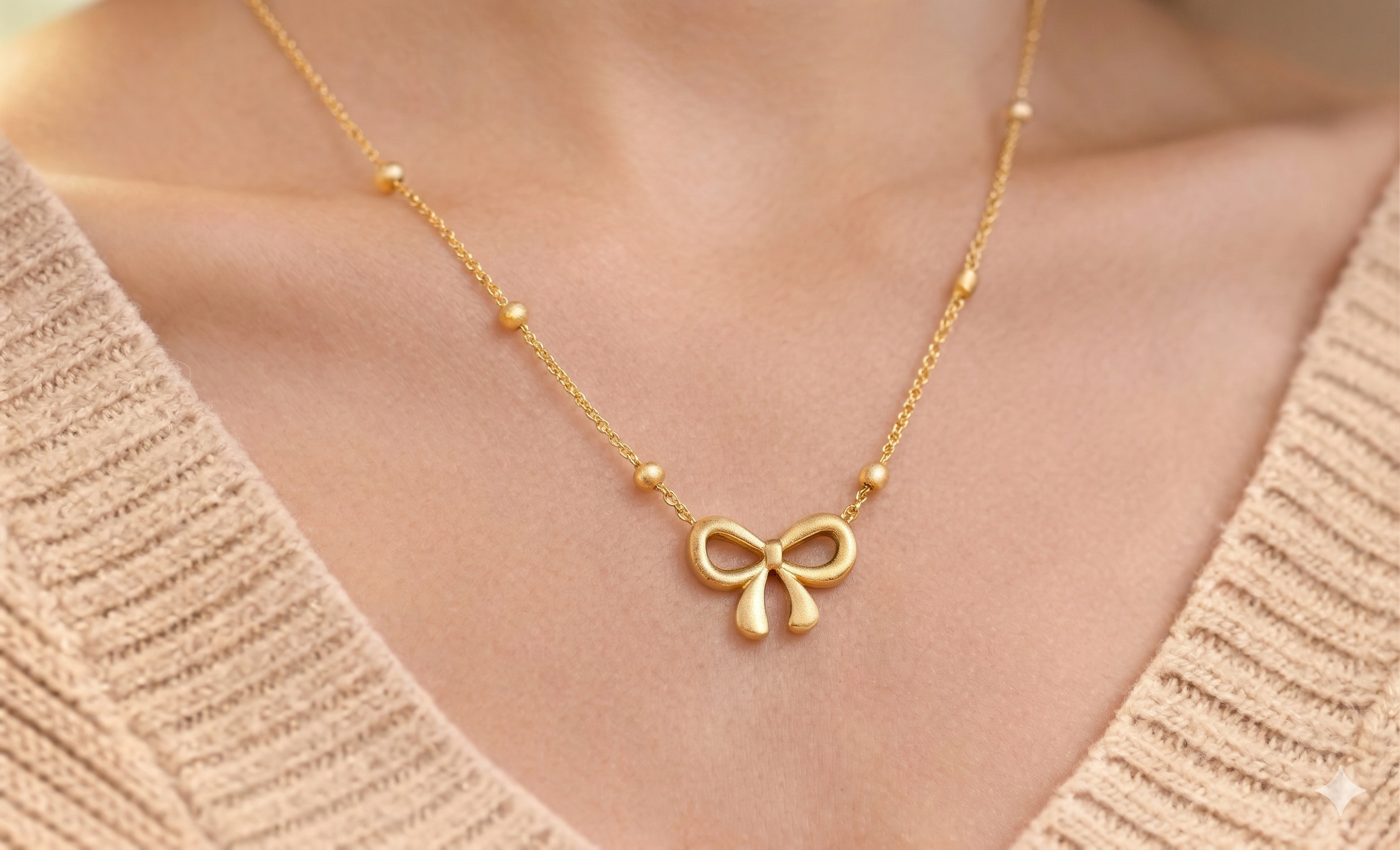 Pink by PC – Petite Bow Necklace - view 3