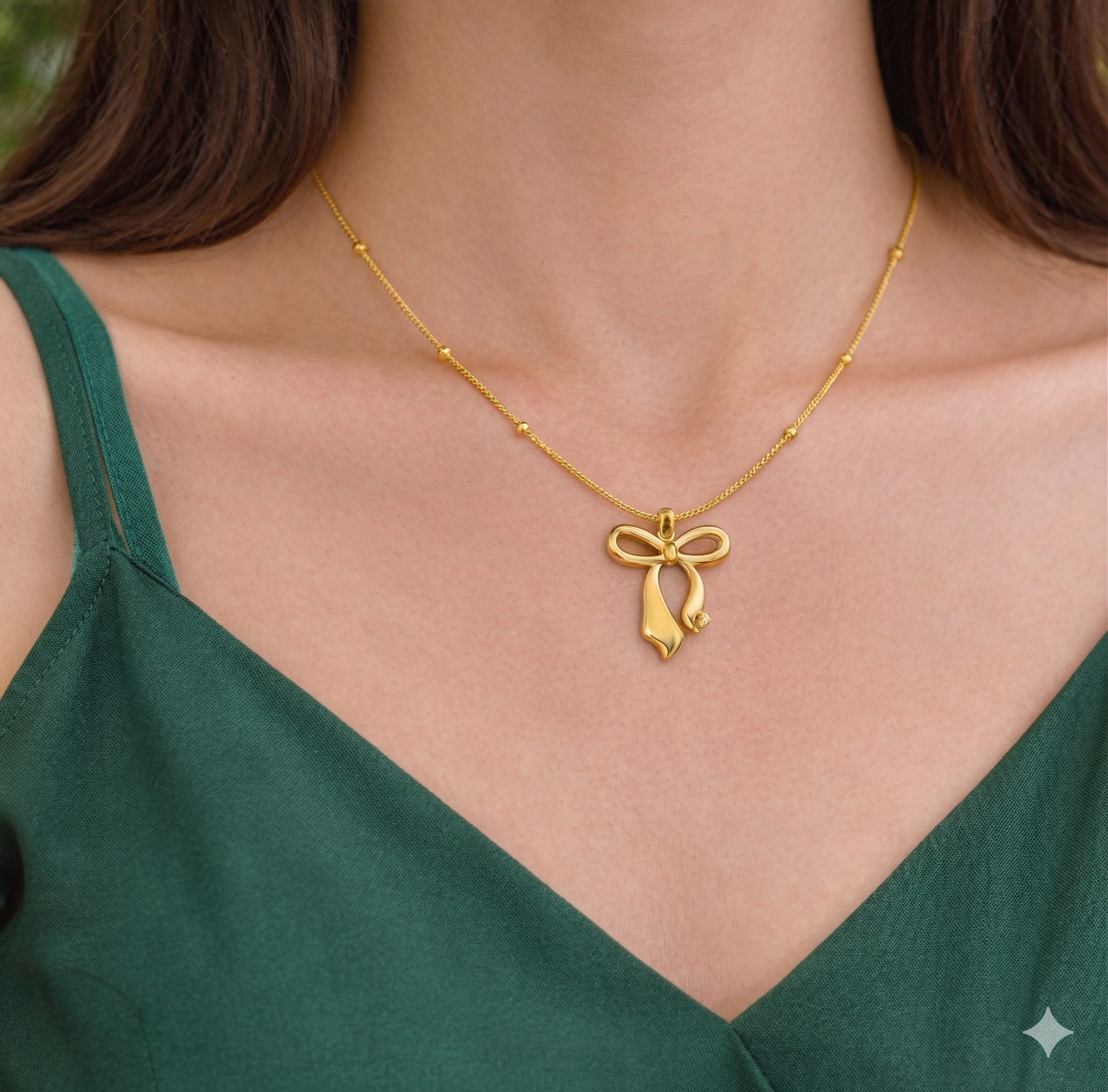 Minimal Bow Chain necklace - simple bow charm chain by PinkbyPC