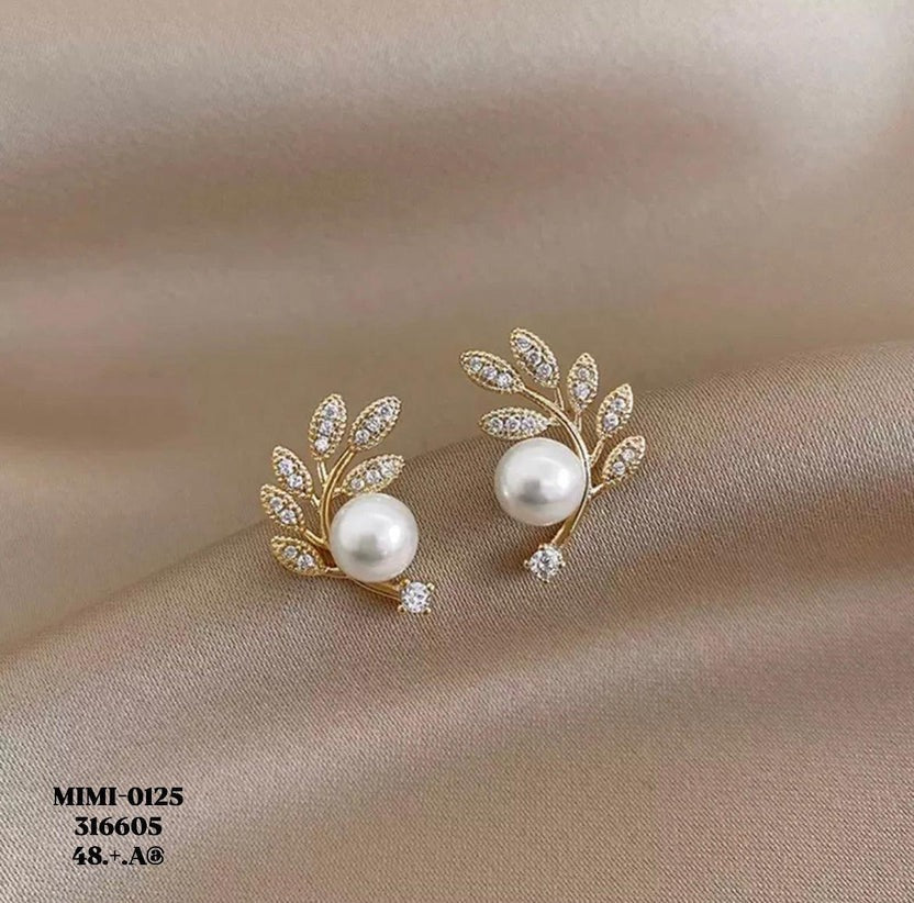 Pearl Branch Stud earrings - branch design with pearl by PinkbyPC