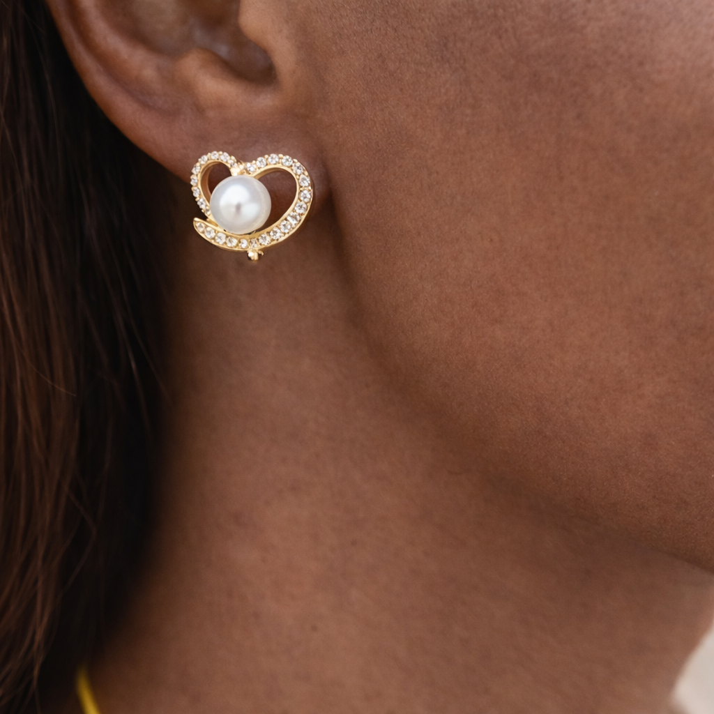 Pink by PC – Heart Pearl Stud - view 3