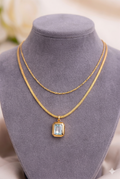 Crystal Frame necklace - elegant geometric crystal pendant by PinkbyPC