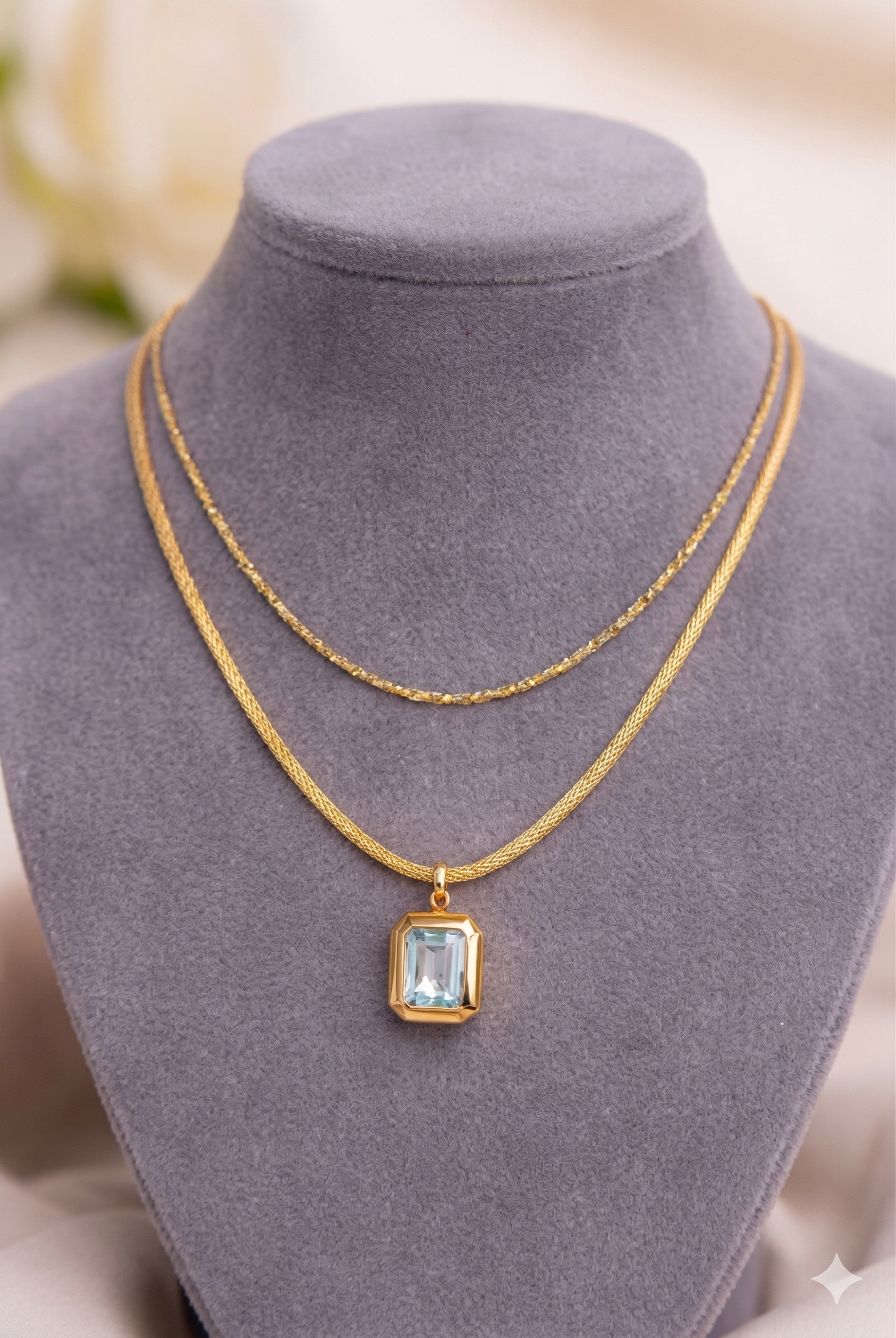 Crystal Frame necklace - elegant geometric crystal pendant by PinkbyPC