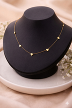 Tiny Heart necklace - delicate chain with mini heart motifs by PinkbyPC