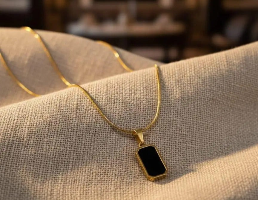 Sleek black pendant bold modern necklace for women by PinkbyPC