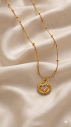 Heart Coin necklace - minimal heart coin pendant design by PinkbyPC
