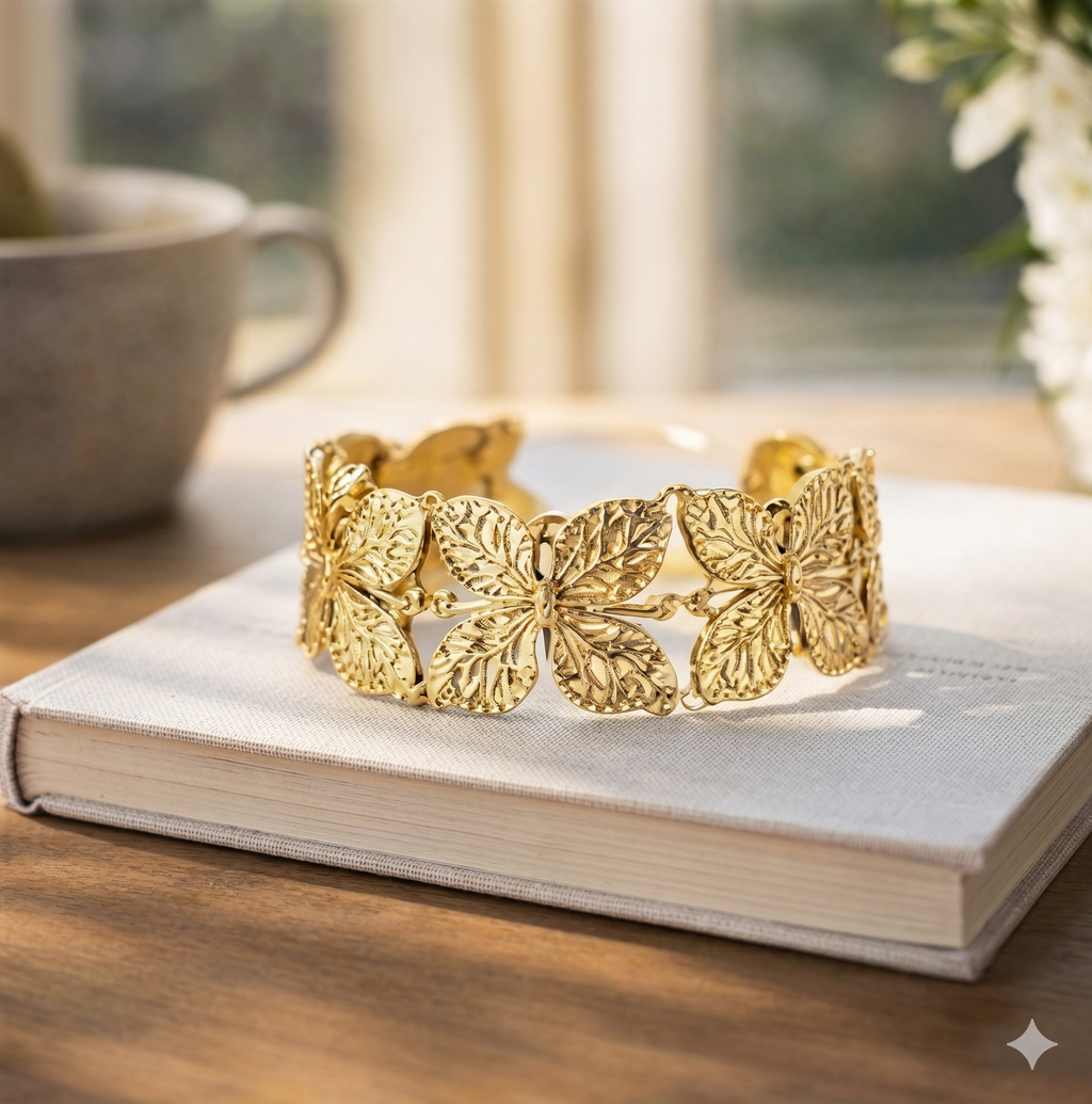 Monarch Cuff bracelet - butterfly design gold cuff by PinkbyPC
