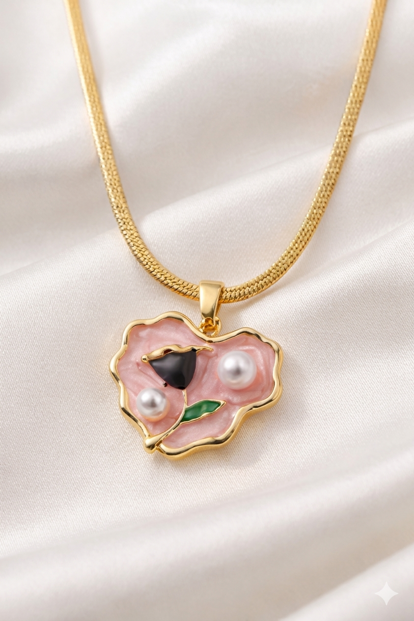 Floral Pearl necklace - elegant floral pendant with pearl accents by PinkbyPC