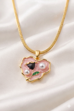 Floral Pearl necklace - elegant floral pendant with pearl accents by PinkbyPC