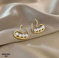 Swan Pearl Stud earrings - swan shape with pearls by PinkbyPC