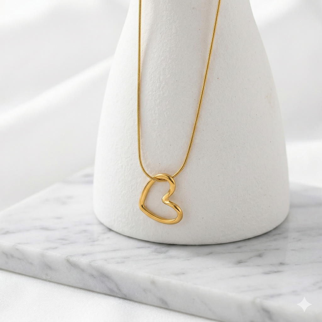 Open Heart Necklace necklace - minimal open-heart gold pendant by PinkbyPC