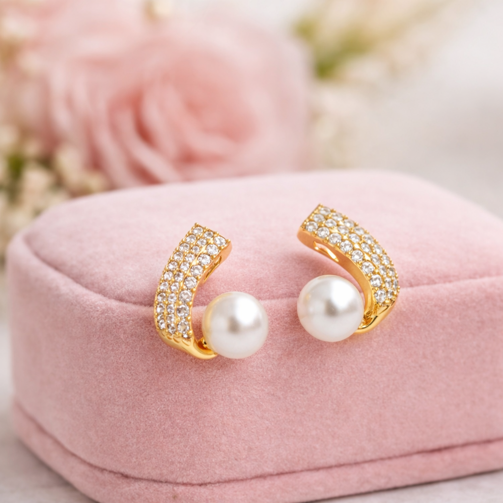 Pink by PC – Pearl Curve Stud - view 3