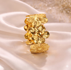 Floral Stack Cuff bracelet - multi-flower bold cuff bracelet by PinkbyPC