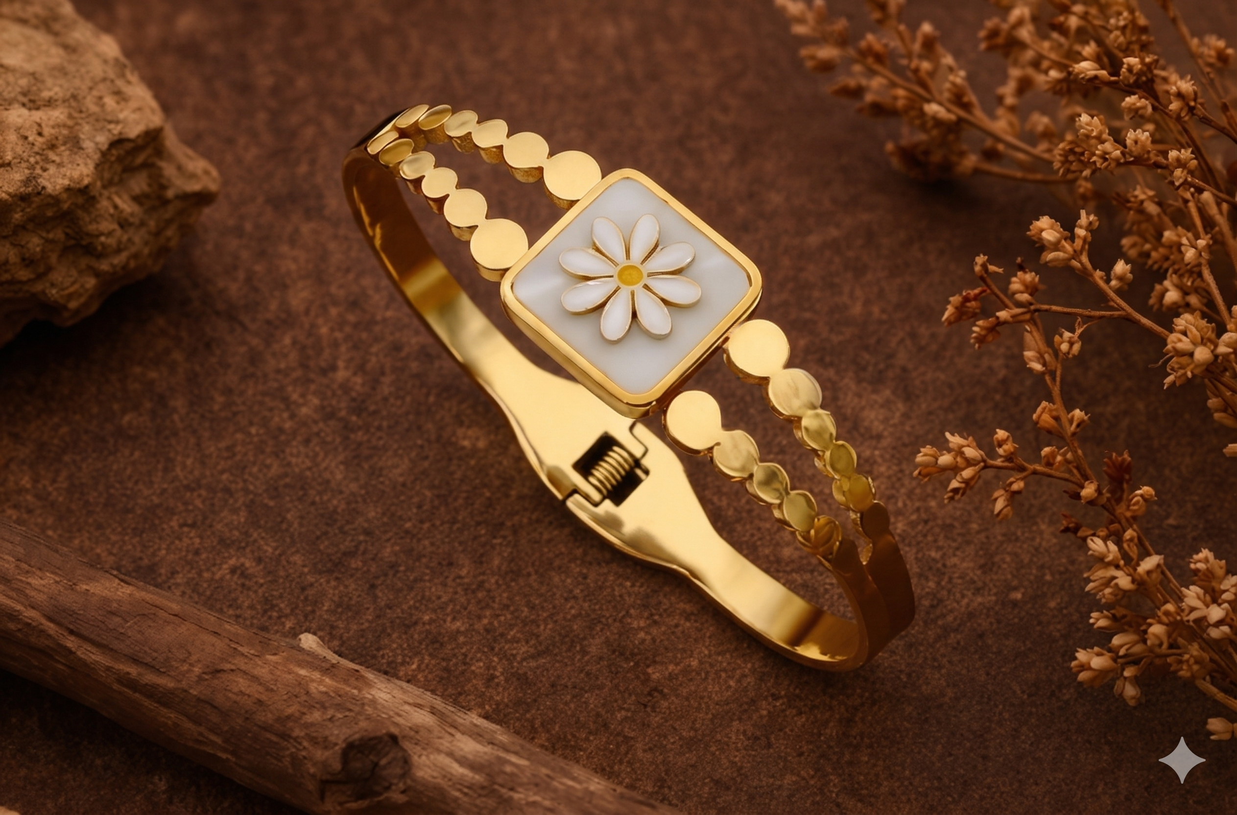 Daisy Square bracelet - square floral enamel bracelet by PinkbyPC